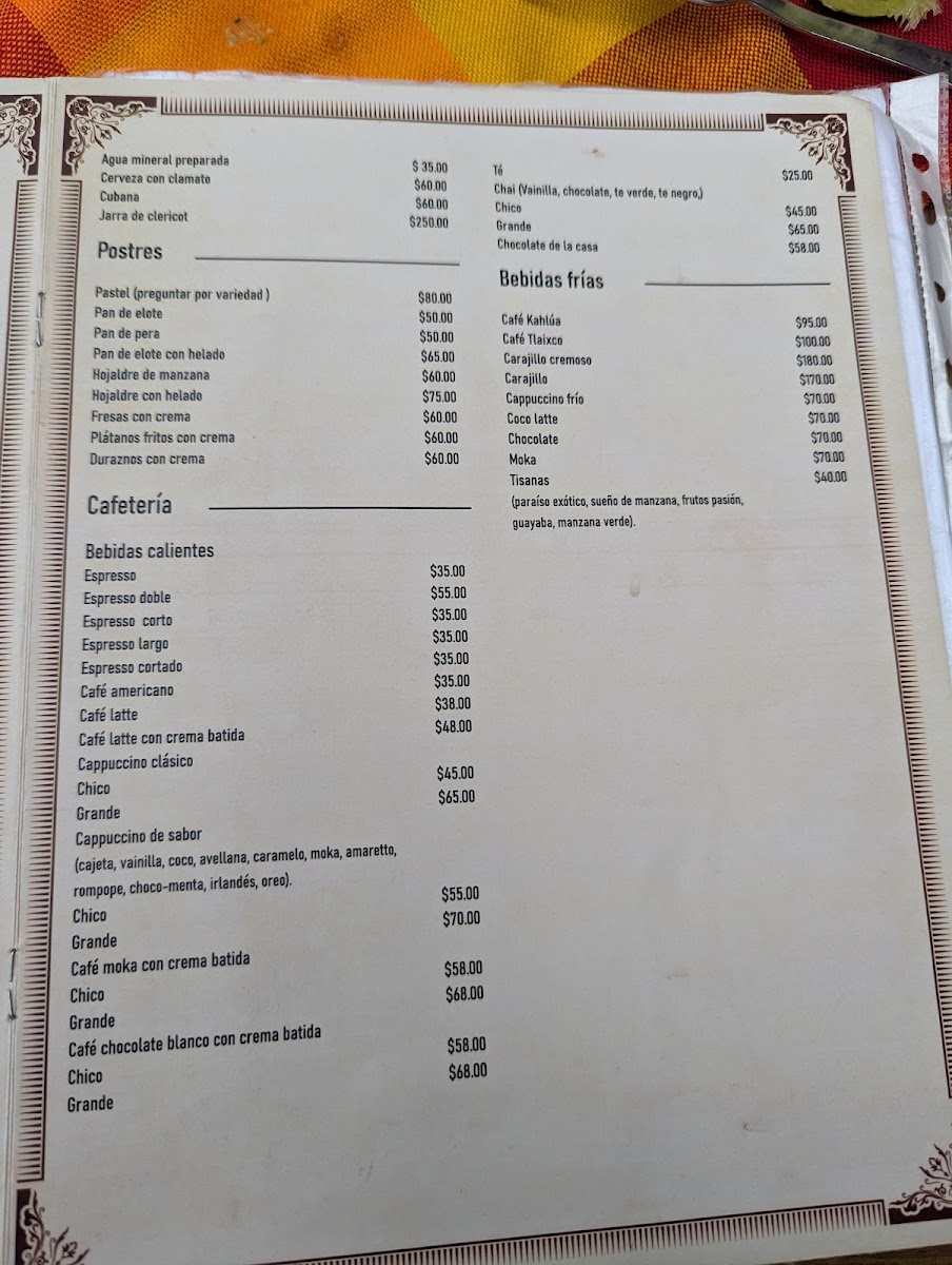 Ex Hacienda Tlaixco Menu - Image 1